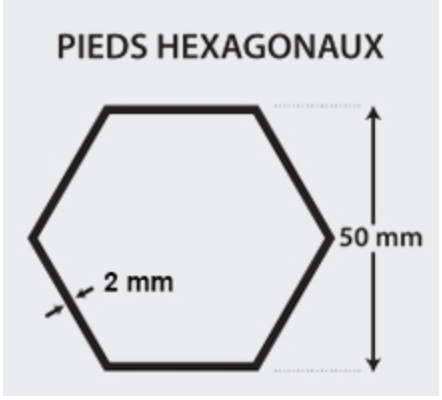 Exemple de pied de tente hexagonal 50mm